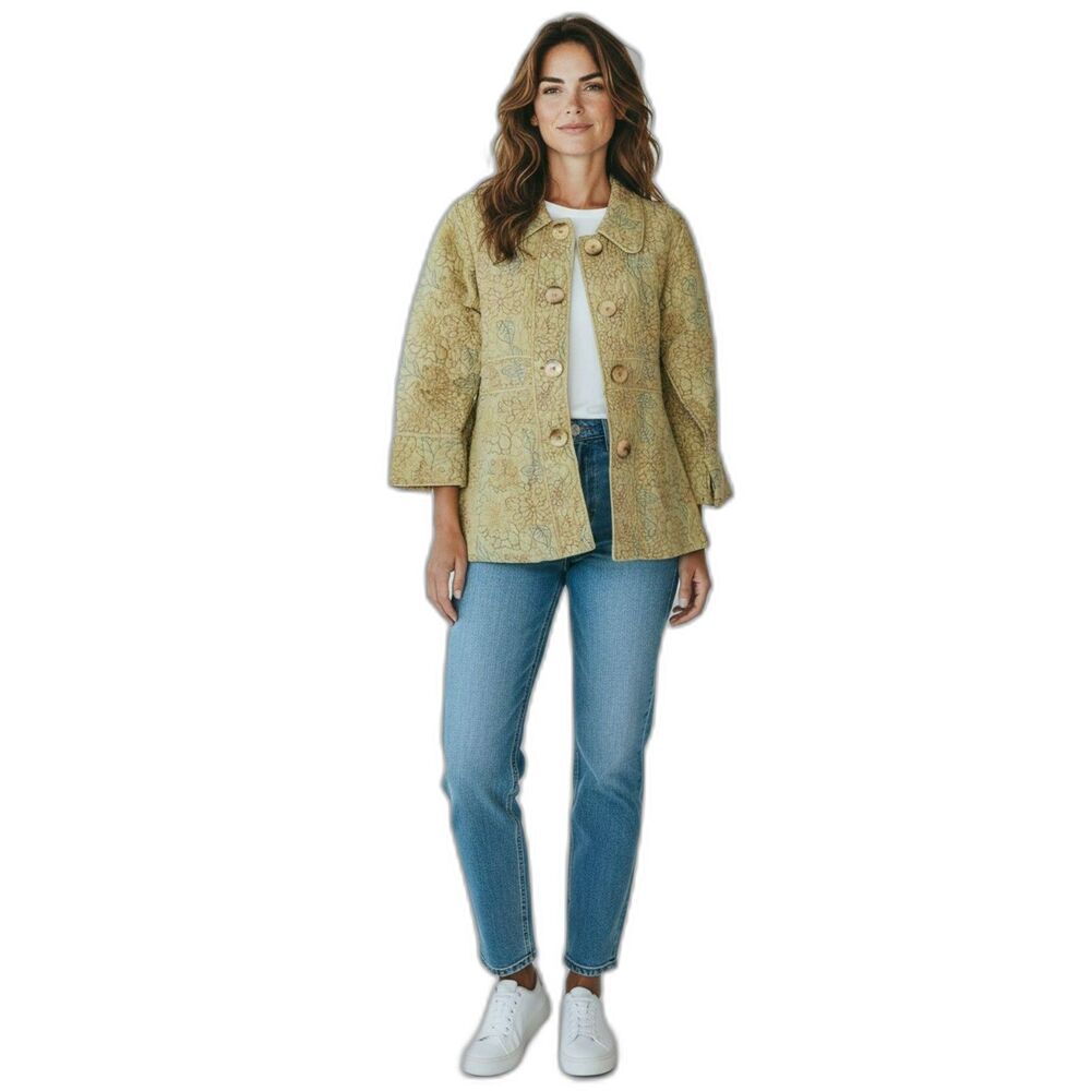 kiko Jacket Women’s Size M Green 100% silk Vintage Brand New Y2K# 454